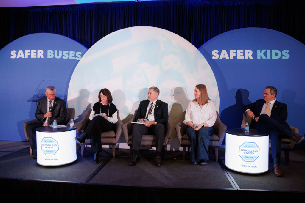 Justin Meyers, President of BusPatrol, and other industry experts on stage at the 2026 School Bus Safety Summit